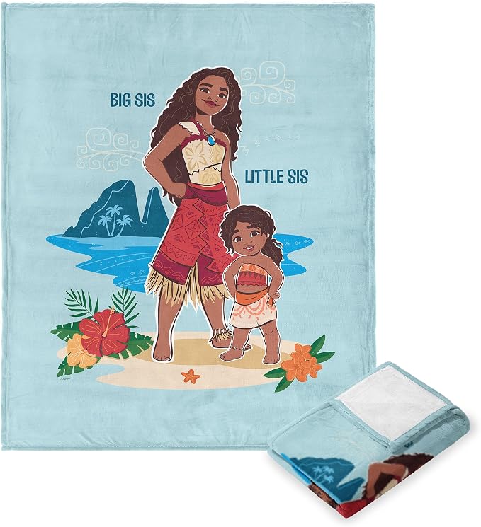 Disney Moana 2, Big Sis Lil Sis, Silk Touch Throw Blanket, 50 x 60 Inches