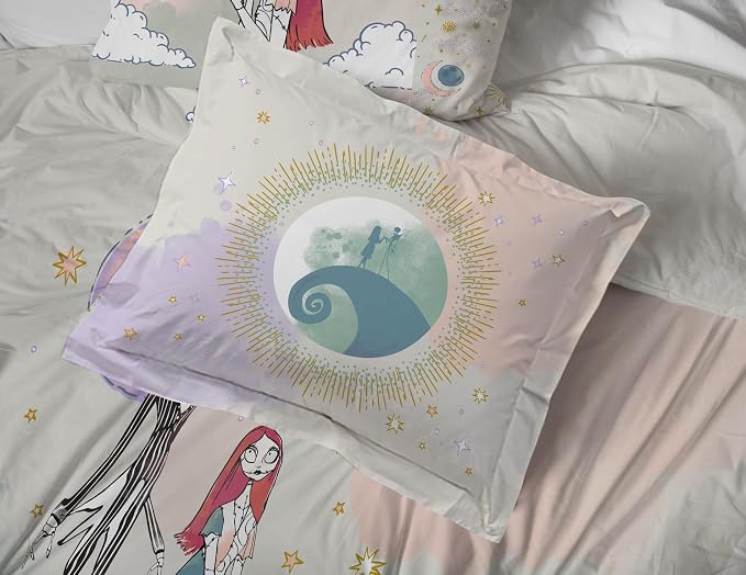 Disney Nightmare Before Christmas Full Comforter Set 7 Piece, Multi | Jack Skellington Sally, Bed in a Bag, Comforter Sheets Shams Pillowcases, Soft Microfiber, Machine Washable, Girls Gift