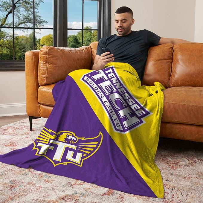 Northwest NCAA Silk Touch Throw Blanket, Ultra Soft Plush Polyester, Lightweight Warm Decorative Fan Gift, 46 x 60 in