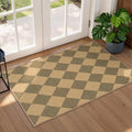 Lessymo Entryway Rug 2x3, Washable Easy Jute Checkered Indoor Outdoor Rug | Non Slip Front Door Mats for Kitchen Porch Bathroom Bedroom Bedside, Farmhouse Carpet, Kid Pet Friendly, Diamond Brown/Beige