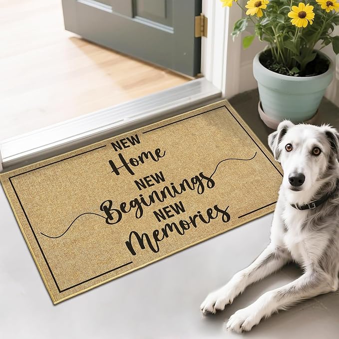 Welcome Door Mat Home Mats for Front Door Indoor Outdoor Entrance with Non-Slip Backing Housewarming Gifts New Home Decor Sign for Family Friends New Beginnings House Gift Idea for Floor 16.9"x29.9"