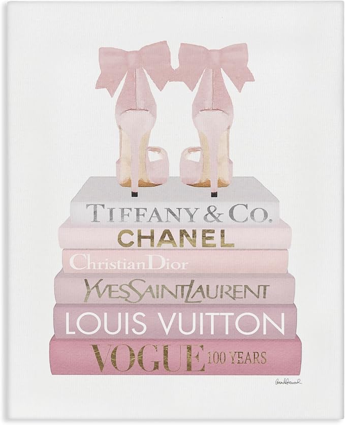 Chic Shoes Glam Bookstack Fashion, 30 x 40 Inch Canvas Wall Art | Stupell Industries · By Amanda Greenwood · Ready to hang · Chic gift for fashion lovers · Made in USA
