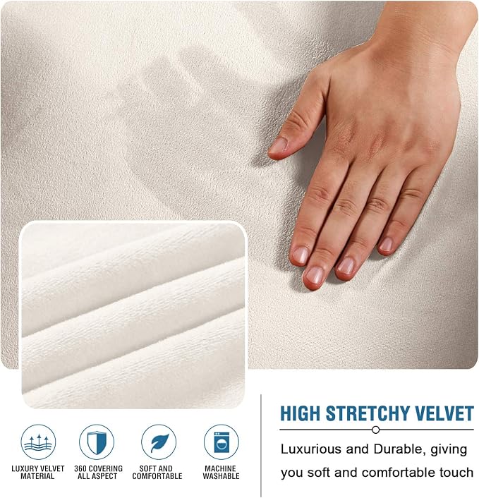 H.VERSAILTEX Real Futon Cover Armless Sofa Covers Sofa Bed Covers Stretch Futon Couch Cover Sofa Slipcover Furniture Protector Thick Soft Fabric Form Fitted Stay in Place, Ivory