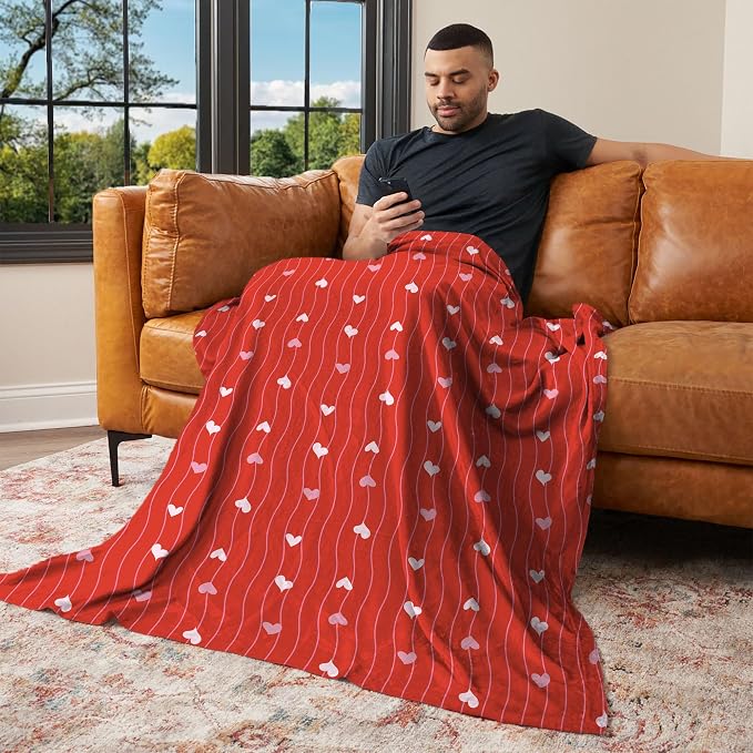 NORTHWEST Valentine's Day, Line Hearts, Silk Touch Throw Blanket 50 x 60 Inches