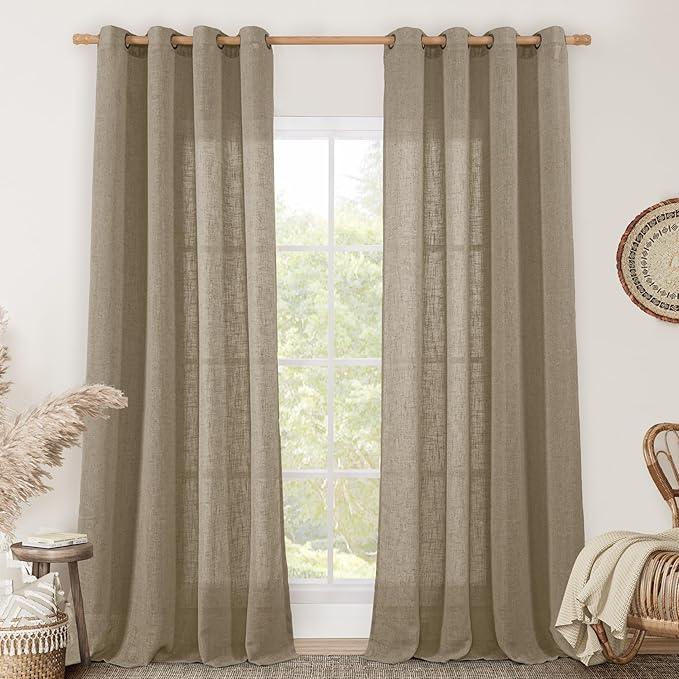 LAMIT Taupe Linen Curtains 90 Inch Length by LAMIT