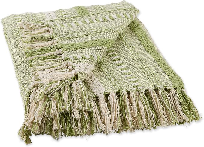 DII Braided Striped Decorative Throw Blanket, 50x60, Antique Green