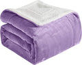 Elegant Comfort Ultra Soft Reversible Flannel Sherpa Blanket - Cozy Silky Fleece Throw for Couch, Bed - Plush Fuzzy Warm Winter Blanket for Gift, Twin, Lilac