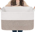 Goodpick 75L Extra Large Cotton Rope Storage Basket, 22" x 17" x 12", Brown | Blankets, Toys & Clothes Storage, Nursery, Living Room & Bedroom Organization, Decorative Storage Basket, Built-In Handles