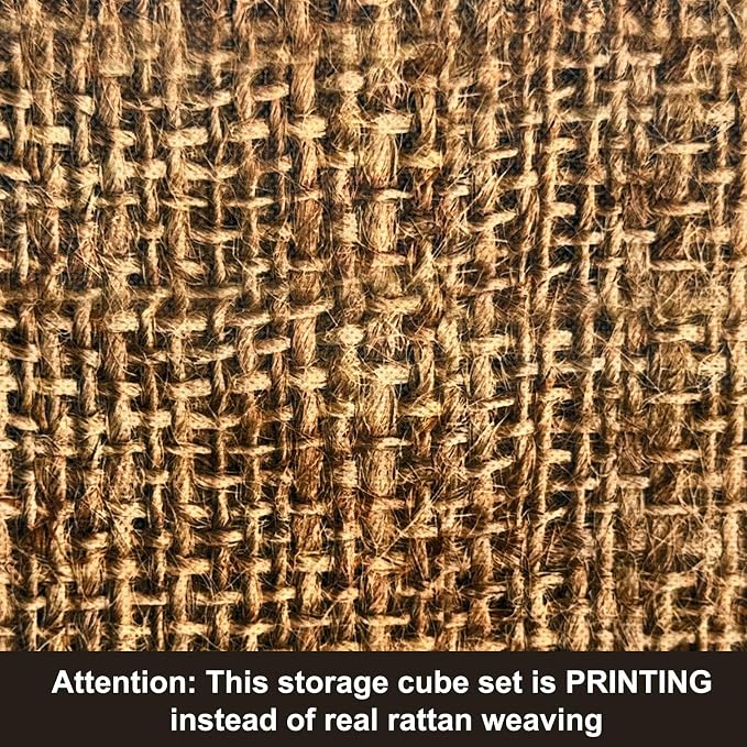 homyfort 12x12 Cube Storage Bins - Fabric Cubby Bins with Dual Handles, Collapsible Storage Organizer for Shelf, Closet, Nursery, Set of 6 （PRINTING instead of Rattan Weaving）