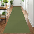 IOHOUZE Washable Runner Rug 2.6x12 Non Slip Rubber Backed Extra Long Hallway Runner Entryway Runner Indoor, Kitchen Rugs Woven Cotton Floor Carpet for Hall Entrance, Olive Green/Earthy Green