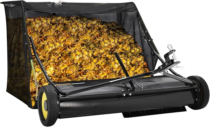 Garvee 50" Tow Behind Lawn Sweeper, Leaf & Grass Collector, for Mower, ATV
