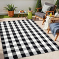 OLANLY Buffalo Plaid Rug 4' x 6' – Black and White Cotton Checkered Doormat, Washable Indoor Outdoor Rug for Layered Front Porch, Kitchen, Entryway Decor
