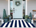 3'x5'Outdoor Rug,Striped Cotton Woven Washable Front Porch Rug Blue and White Farmhouse Entry Rug Indoor Outdoor Area Rug for Porch/Home Entrace Decor/Bedroom/Layered Door Mats