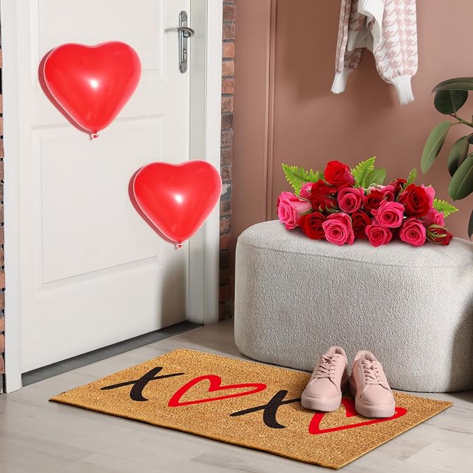 Ceenna Valentine's Day Coir Doormat Outdoor Indoor XOXO Love Hearts Welcome Door Mat Valentine's Day Rug Front Door Mat for Porch Decor Gifts, 16 x 28 Inch