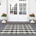Buffalo Plaid Outdoor Rug 4x6 Cotton Woven Rug Black and Off White Checkered Rug Front Porch Decor Washable Indoor Outdoor Area Rug for Living Room Bedroom Dining Room Patio Farmhouse Carpet