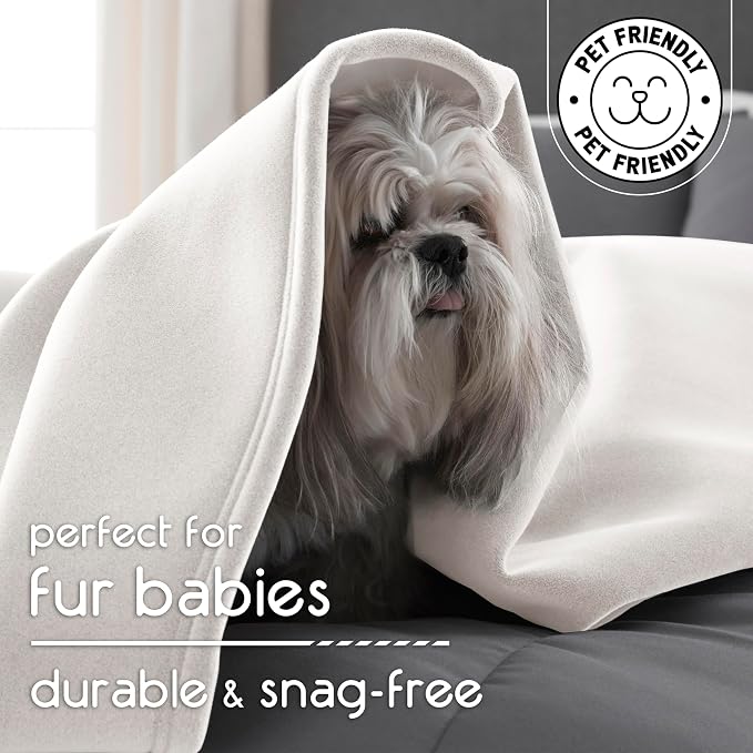 Vellux 1B07039 Original Insulating Core Hotel Style Solid blanket Machine Washable Soft Cozy Warm Pet Friendly Bed Sofa Blankets, King, Ivory