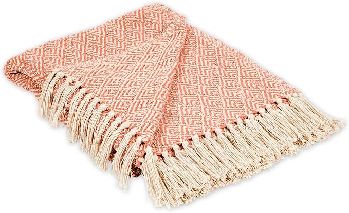DII Diamond Throw Collection Cotton Woven, 50x60, Spice