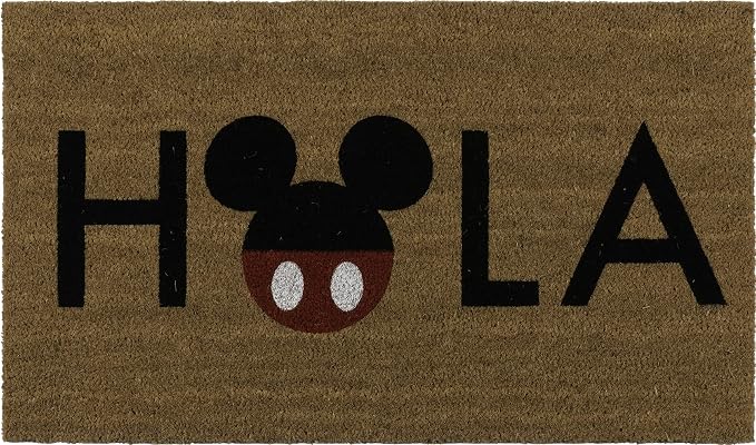 Gertmenian Disney Mickey Mouse Coir Doormat - 2x3 Welcome Mat (2-Pack), Ideal for High Traffic Areas in Front Door, Garage, Entryway - Mickey Bienvenidos/Hola, 47322