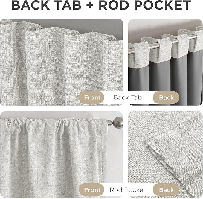 Joydeco Blackout Curtains for Bedroom - 96 Inch Long 100% Light Blocking 2 Panels Set White Drapes, Thermal Insulated Room Darkening Curtains, Linen Textured for Living Room, Rod Pocket & Back Tabs