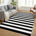 KOZYFLY Black White Rug 5x7 Area Rug Woven Washable Striped Rugs Cotton Farmhouse Indoor Outdoor Rugs for Living Room Bedroom Entryway Porch Patio