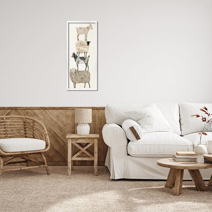 Stacked Sheep and Goats Farm Animals, 13 x 30 Inch Framed Giclée Print | Stupell Industries · By Victoria Borges · Ready to hang · Charming country decor for kitchen or living room · Made in USA