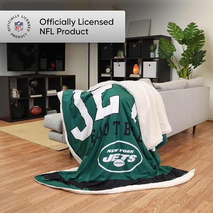 FOCO New York Jets NFL Team Property Of Sherpa Fleece Blanket