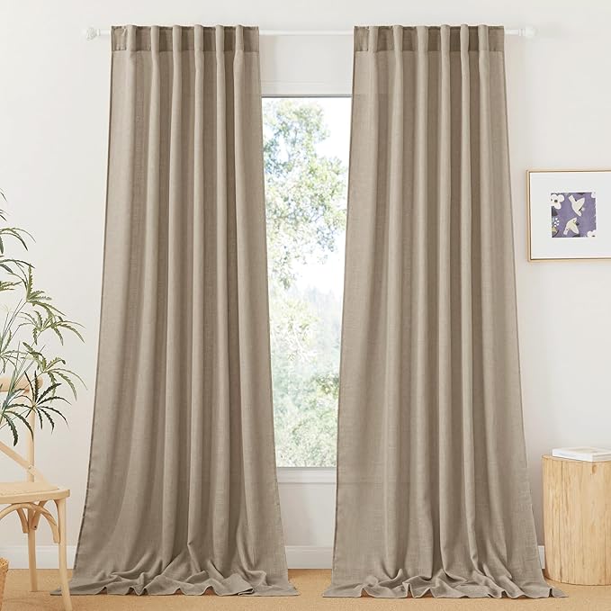 RYB HOME Long Linen Curtains 96 inches Long by RYBHOME