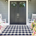 Buffalo Plaid Outdoor Patio Rug 4x6 Feet Buffalo Check Rug Cotton Woven Navy and White Checkered Outdoor Indoor Rug Washable Carpet for Living Room Dining Room Bedroom Farmhouse