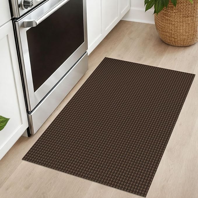 IOHOUZE Small Area Rug 2x3 Washable Woven Rugs for Entryway Non Slip Rubber Backed Front Door Rugs Indoor Doormat Throw Rug Floor Carpet for Entrance Kitchen, Brown