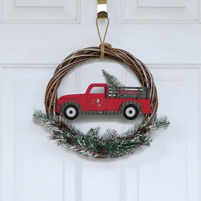 FOCO NFL Unisex-Adult NFL Team Logo Holiday Wreath with Truck