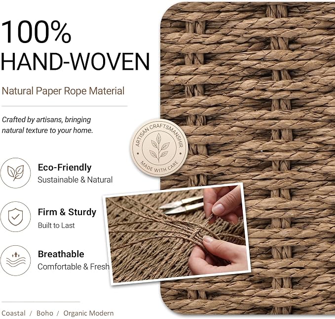 Pantry Organizers, Large Wicker Baskets for Shelves, Labeled Storage Baskets for Organizing with Handles - Paper Storage Bins for Shelves, 3 Pack, Brown