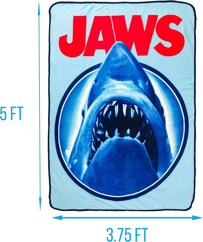 Silver Buffalo Jaws Need a Bigger Boat, Fleece Throw Blanket, 45x60in | Soft and Cozy, 180 GSM