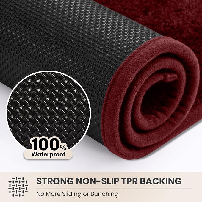 PURRUGS Dirt Trapping Door Mat 31.5" x 70", Non-Slip Machine Washable Entryway Rug, Dog Doormat, Indoor Front Door Mat, Super Absorbent Entry Rug for Muddy Shoes & Paws, Burgundy Red