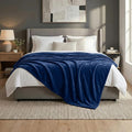 Americanflat 90x90 Fleece Throw Blanket, Blue | Soft and Breathable, For Couch, Bed, Chair, Oversized, Perfect for Home, Bedroom, or Outdoor Use