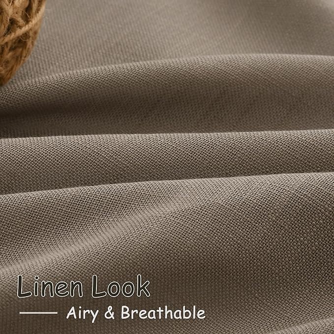 Extra Long Curtains 2 Panels 102 Inches Long for Living Room Dark Taupe Back Tab Rod Pocket Light Filtering Semi Sheer Drapes Cotton Linen Textured Window Curtain 102 Inch Length for Bedroom 9 FT