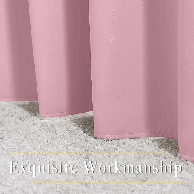 NICETOWN Blackout 80 inch Curtains for Doorway, Grommet Thermal Window Treatments Room Darkening Door Curtains for Bedroom/Home Family, Crystal Pink, W46 x L80, 2 Panels