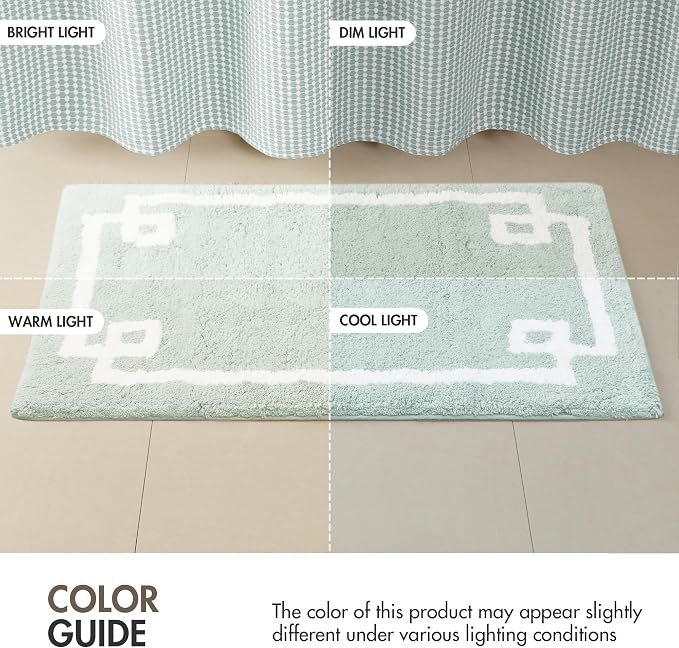 Madison Park Evan 100% Cotton Bath Rug Plush Absorbent, 24" x 40", Seafoam | Non-slip Backing, OEKO TEX, Luxurious Tufted Plush Bath Mat for Bathroom, Quick Dry, Spa Design Decorative for Shower Room