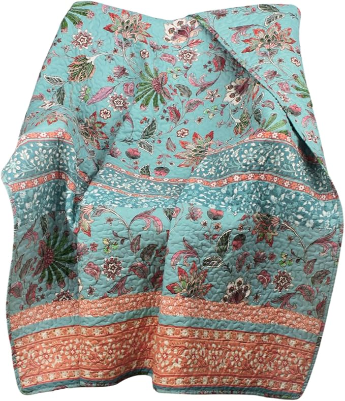 Greenland Home Barefoot Bungalow Audrey Throw Blanket, 50 x 60-inch, Turquoise