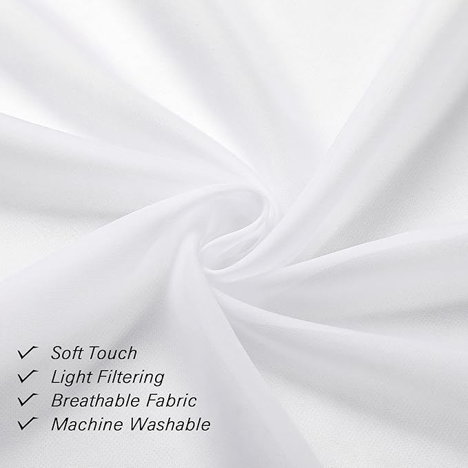 Lecloud White Sheer Curtains 84 Inches Long 2 Panels, Airy Solid Voile Window - Image 7