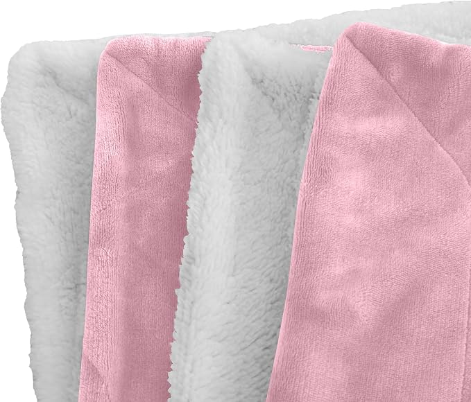 Elegant Comfort Luxury Ultra-Plush Velvet Touch Fleece Throw Soft, Warm, Cozy| Micromink Sherpa-Backing Reversible Blanket for Bed, Sofa and Couch, Solid Light Pink