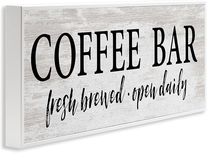 Rustic Coffee Bar Open Sign, 10 x 24 Inch Framed Giclée Print | Stupell Industries · By Lettered and Lined · Ready to hang once unboxed · Great for kitchen or coffee nook · Made in USA