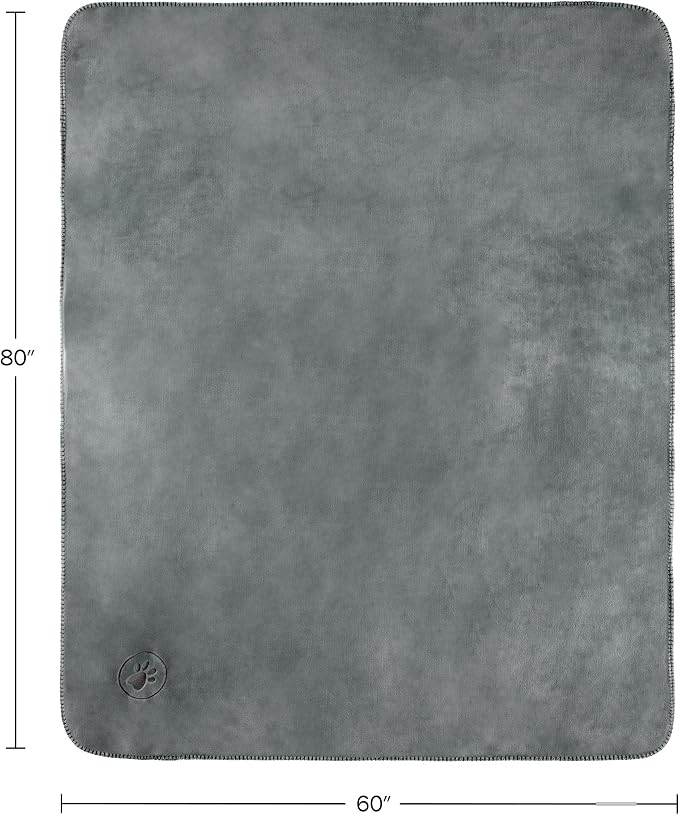 PETMAKER Water-Resistant Dog Blanket, Gray, 60” x 80” | Reversible Sherpa Blanket - Throws for Bed, Couch, Crate, or Car - Machine Washable Puppy Essentials