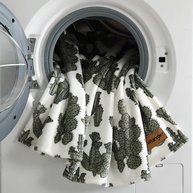 Wrangler - Blanket, Super Soft Plush Bedding, Yellowstone Inspired Throw Blanket for Couch or Bed (Cactus Garden Green, 50' x 70')