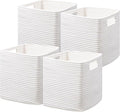 UBBCARE Storage Cubes 11 Inch, Cotton Rope Woven Baskets for Organizing, Cube Storage Bin for Baby Nursery, 4-Pack Square Toy Storage Baskets for Shleves Organizer, Closet, Kidsroom, White