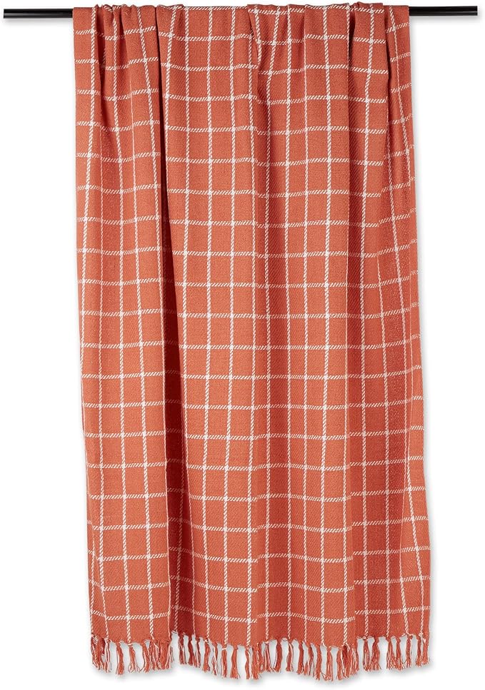 DII Transitional Checked Plaid Woven Throw, 50x60, Spice