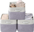 DECOMOMO Storage Bins, Large Fabric Storage Baskets for Shelves 3 Pack | 15 x 11 x 9.5 inches Decorative Linen Closet Organizers (Purple & White)