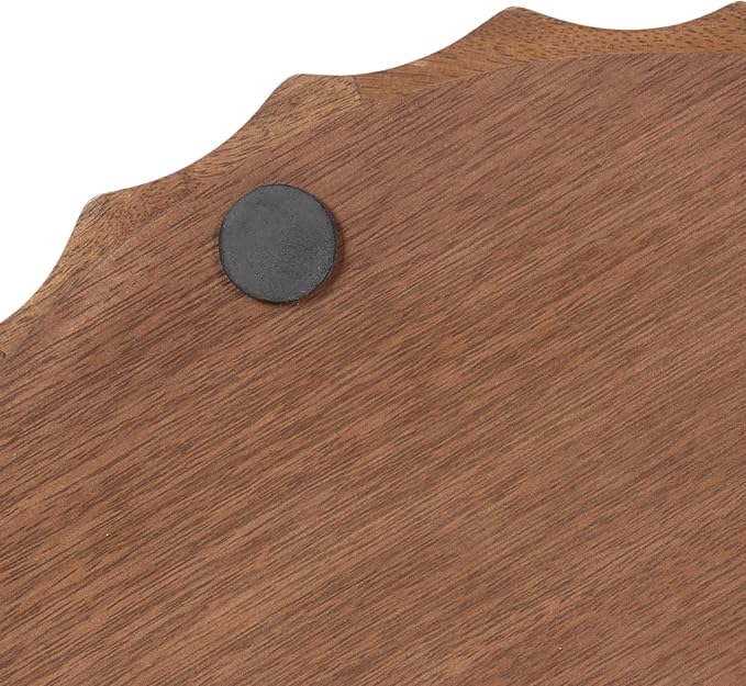 Kate and Laurel Lissi Decorative Round Tray with Wavy Design; 15 Inch Diameter; Walnut Brown; Mid-Century Modern Scalloped Circle Serving Tray for Coffee Table; Ottoman; or Entryway Decor