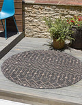 Unique Loom Outdoor Trellis Collection Area Rug - Tribal Trellis (10' 8" Round, Charcoal Gray/ Natural)
