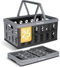 CleverMade Collapsible Shopping Basket, 24L, Stone | Rigid walls protect groceries and supplies. Each basket carries 25 lb, stacks securely, and folds to 2.25 inches.