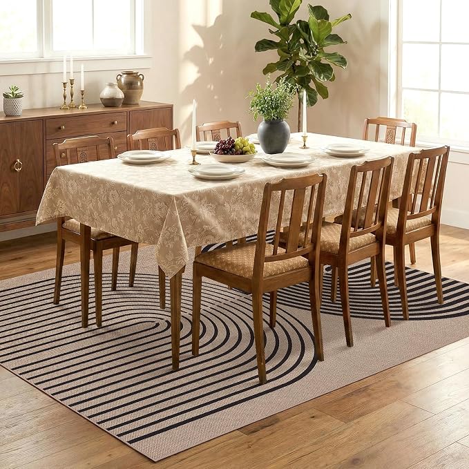 GarveeHome Modern Rainbow 8x10 Easy Jute Rug for Living Room Indoor Outdoor Patio Farmhouse, Contemporary Neutral Non Slip Non Shedding Carpet for Bedroom Backyard Dining Room